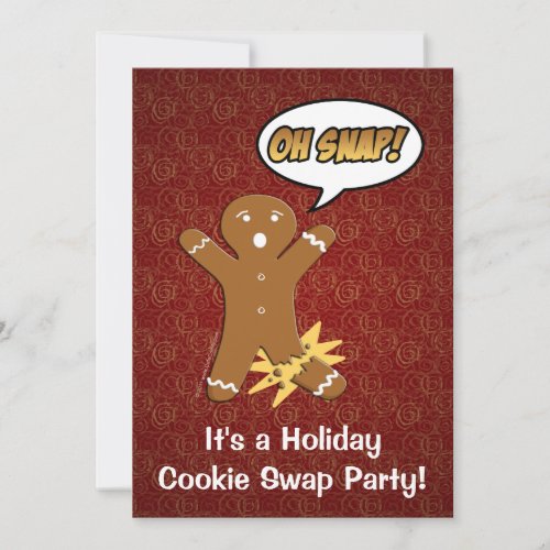 Oh Snap Gingerbread Man Cookie Custom Invitations