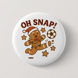 Oh Snap Gingerbread Man Football Funny Christmas Button