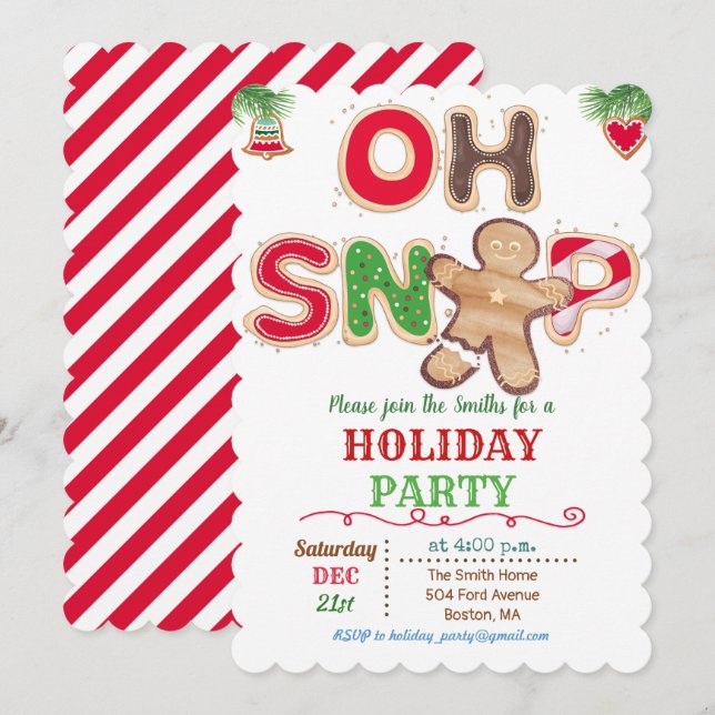 Oh Snap Gingerbread Man Holiday Party Invitation (Front/Back)