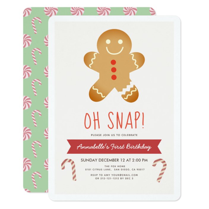 Oh Snap Gingerbread Man Kids Birthday Invitation | Zazzle.com