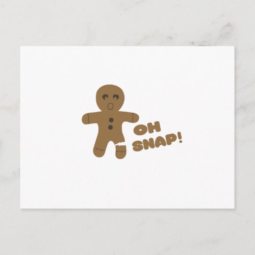 oh snap gingerbread man merry christmas holiday postcard