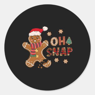 Oh Snap Gingerbread Man Merry Christmas Xmas Pajam Classic Round Sticker