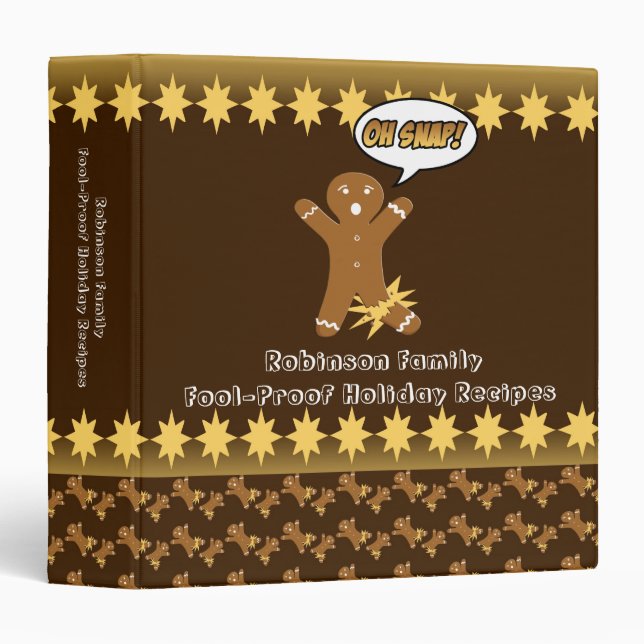 Oh Snap! Gingerbread Man Personalized Recipe Book 3 Ring Binder (Front/Spine)
