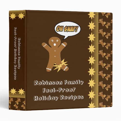 Oh Snap Gingerbread Man Personalized Recipe Book Binder