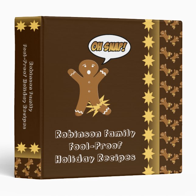Oh Snap! Gingerbread Man Personalized Recipe Book Binder (Front/Spine)