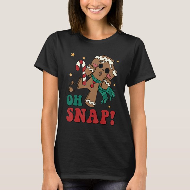 Oh Snap Gingerbread Man Retro Christmas Xmas Famil T-Shirt (Front)