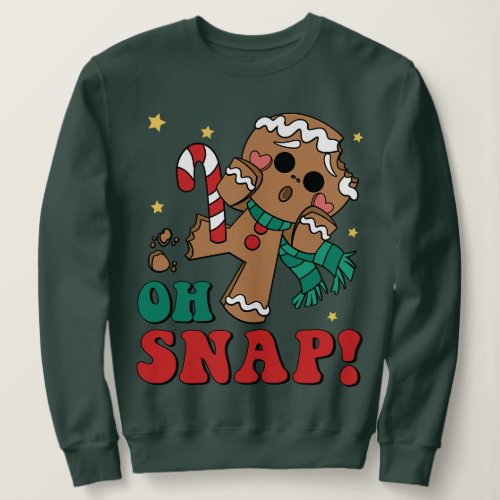 Oh Snap Gingerbread Man Retro Merry Christmas Xmas Sweatshirt