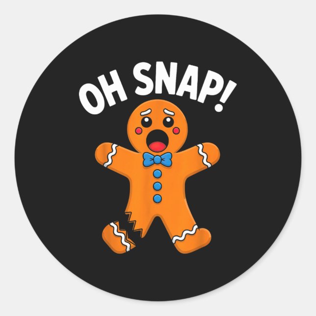 Oh Snap Gingerbread Man Xmas Boys Girls Kids Adult Classic Round Sticker (Front)