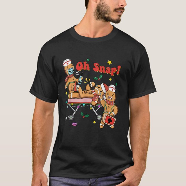 Oh Snap Gingerbread Nurse Christmas Xmas Groovy Re T-Shirt (Front)
