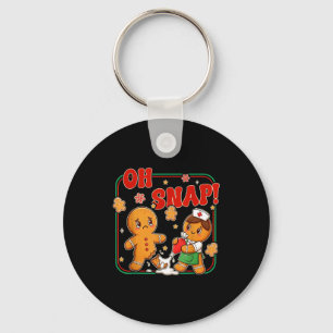 Oh Snap Gingerbread Nurse Funny Nursing Christmas Keychain