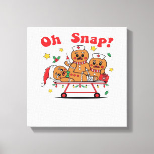 Oh Snap Gingerbread School Nurse Christmas Classic Canvas Print