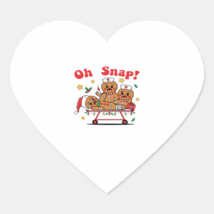 Oh Snap Gingerbread School Nurse Christmas Classic Heart Sticker