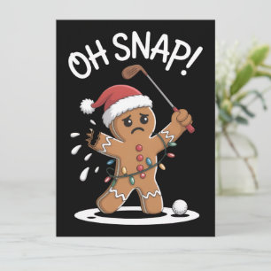 Oh Snap Gingerbreadman Golfer Golf Christmas Xmas Holiday Card
