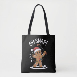 Oh Snap Gingerbreadman Golfer Golf Christmas Xmas Tote Bag