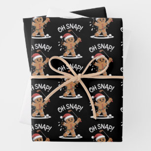 Oh Snap Gingerbreadman Golfer Golf Christmas Xmas Wrapping Paper Sheets