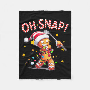Oh Snap Gingerbreadman Xmas Golfer Golf Christmas  Fleece Blanket