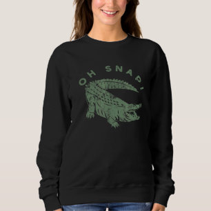 Oh Snap Green Alligator Distressed Gator Graphic Sweatshirt