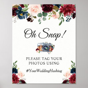 rustic POPPY collection INSTAGRAM sign print WEDDING personalised floral chic