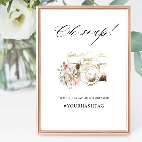 Oh Snap Hashtag Camera Earthy Blooms Floral Sign