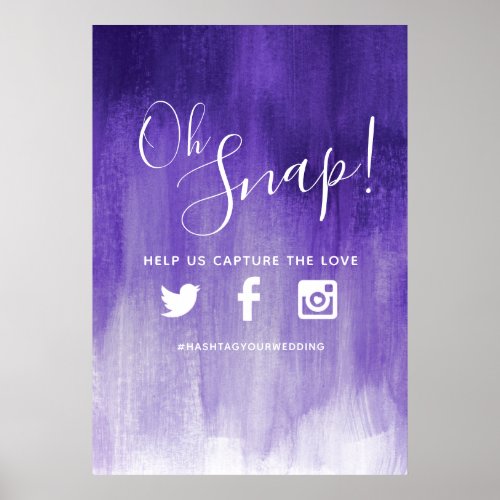 Oh snap hashtag wedding purple modern art poster