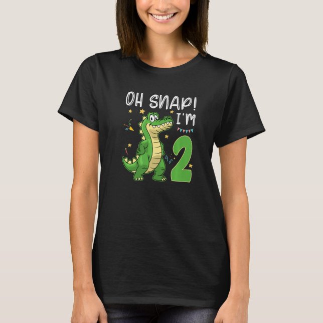 Oh Snap I'm 2 Crocodile Alligator 2nd Years Old Bi T-Shirt (Front)