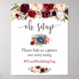 rustic POPPY collection INSTAGRAM sign print WEDDING personalised floral chic