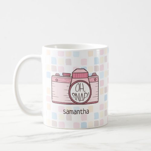 Oh Snap Pink Pastel Camera Coffee Mug