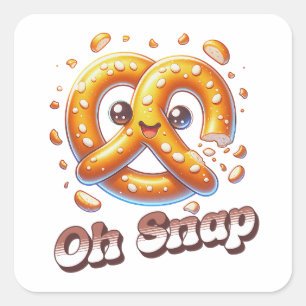 Oh Snap Pretzel Cute  Square Sticker