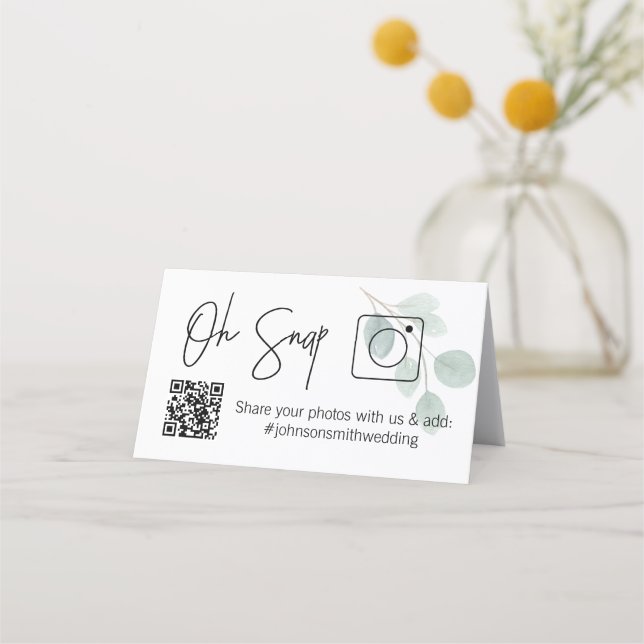 OH SNAP QR Code Eucalyptus Folded table card (Front)