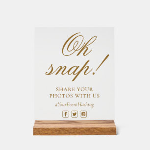 Oh Snap Social Media Chic Modern Wedding Event Acrylic Sign