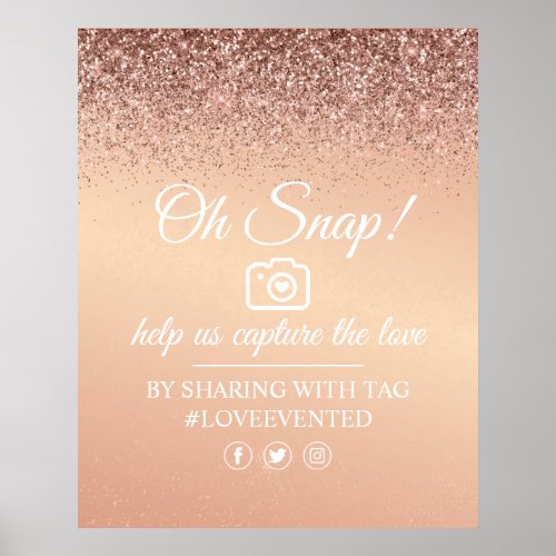 Oh Snap Social Media Tag Poster Rose Gold Glitter