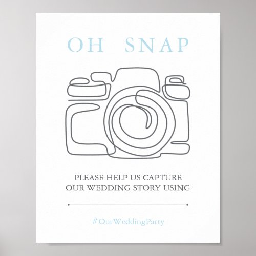 Oh Snap Spun Sugar Colored Hashtag Wedding Sign