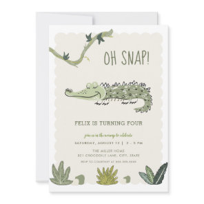 Oh Snap Swamp Crocodile Birthday Invitation