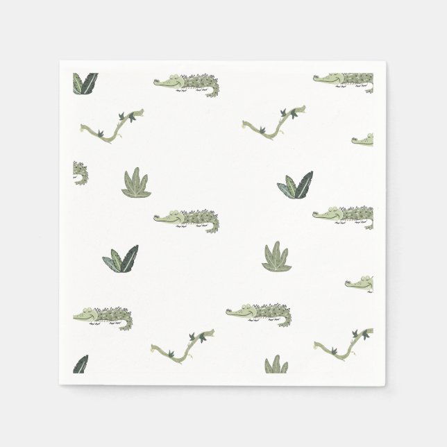 Oh Snap Swamp Crocodile Birthday Party Napkins (Front)