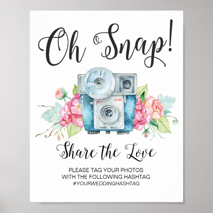 Share the Love and Your Photos Social Medial Hastag Wedding Sign Poster Chalkboard custom background color