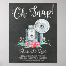 Oh Snap Vintage Camera Hashtag Wedding Sign