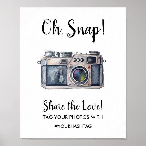 Oh Snap Vitage Watercolor Camera Wedding Sign