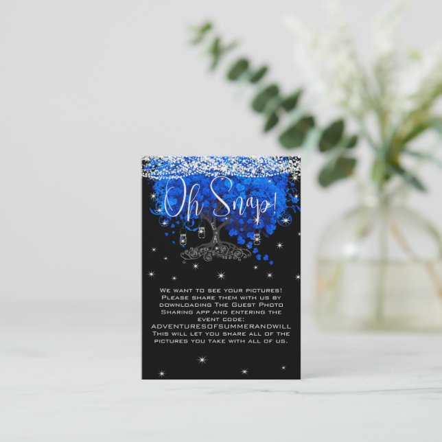 Oh Snap We Want To See Your Photos Business Card (Standing Front)