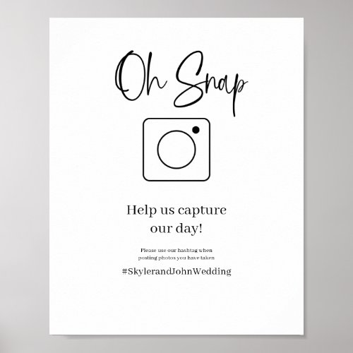 Oh Snap Wedding Hashtag Poster