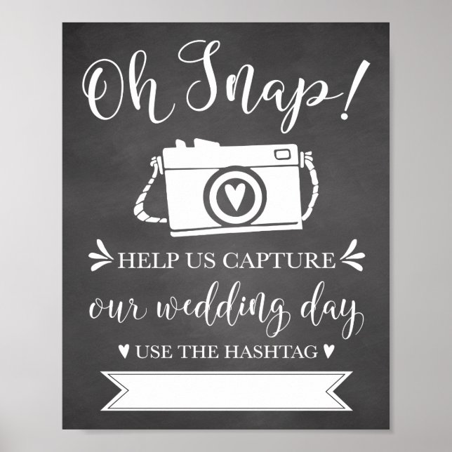 Oh Snap Wedding Hashtag Sign (Front)