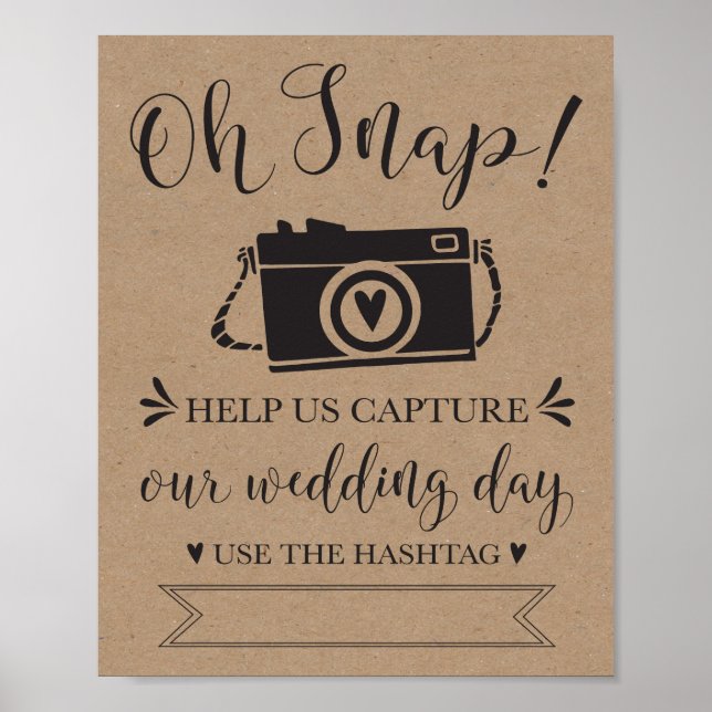 Oh Snap Wedding Hashtag Sign (Front)