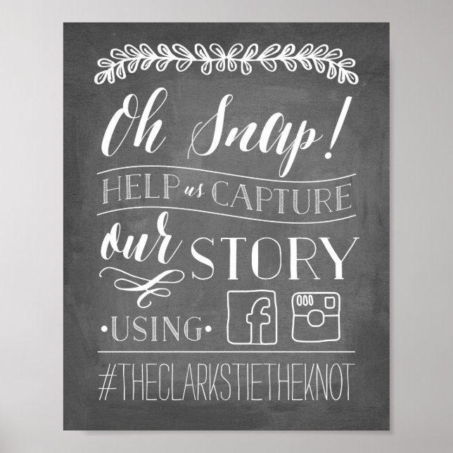 Oh Snap! | Wedding Hashtag Sign (Front)