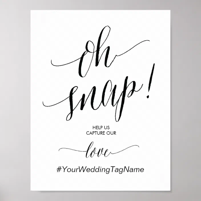 Wedding Gift Large Canvas Wall Art Oh Snap Sign Personalized Wedding Name Sign Wedding Hashtag Sign Please Tag Your Photos Sign
