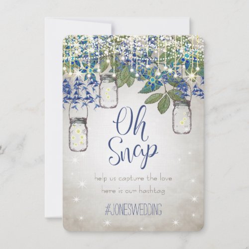 OH Snap Wedding Hashtag Table Signs Cards 