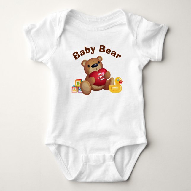 Oh so Cute Customizable Baby Bear One Piece Bodysuit (Front)
