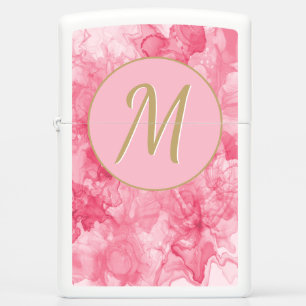 Oh So Girly Pretty Pink & White Marble Swirl Zippo Lighter