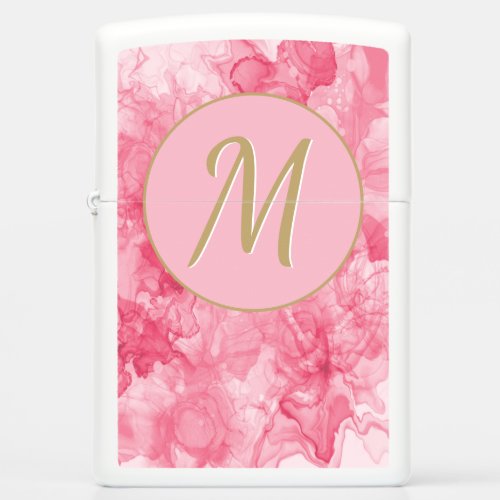 Oh So Girly Pretty Pink  White Marble Swirl Zippo Lighter