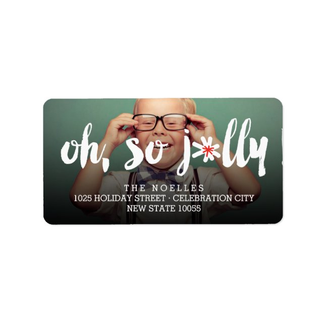 Oh So Jolly! Brush Holiday Photo Return Address Label (Front)