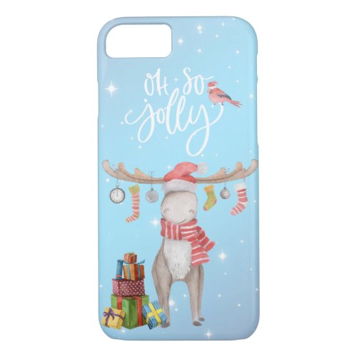 Oh So Jolly _ Merry Chris Moose  iPhone 87 Case