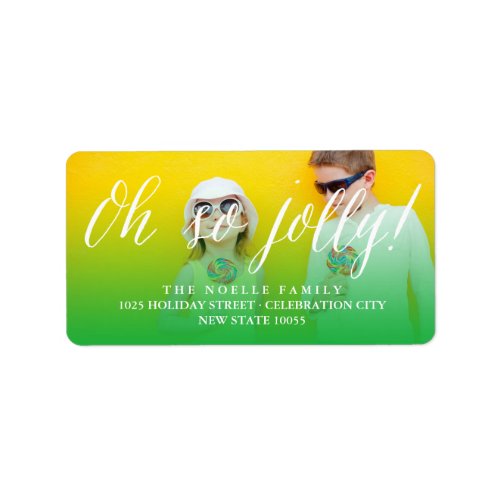 Oh So Jolly Simple Script Christmas Photo Address Label